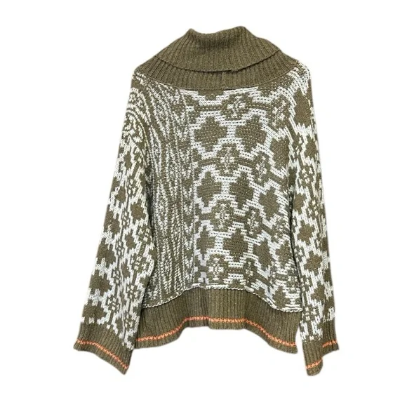 HYFVE Patterned Cowl Neck Sweater in Olive Women’s Size Large - Picture 7 of 12